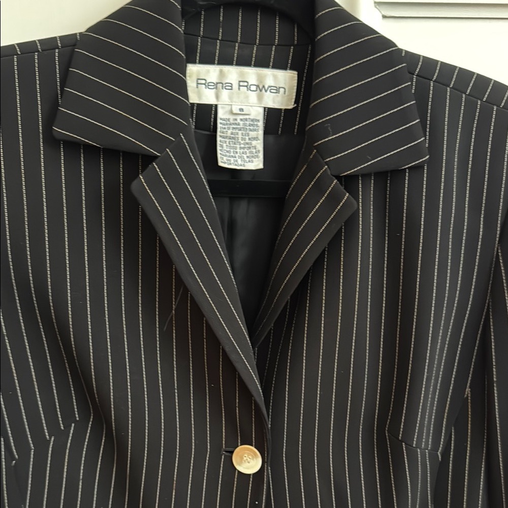 Rena Rowan Black and White Pinstripe Blazer